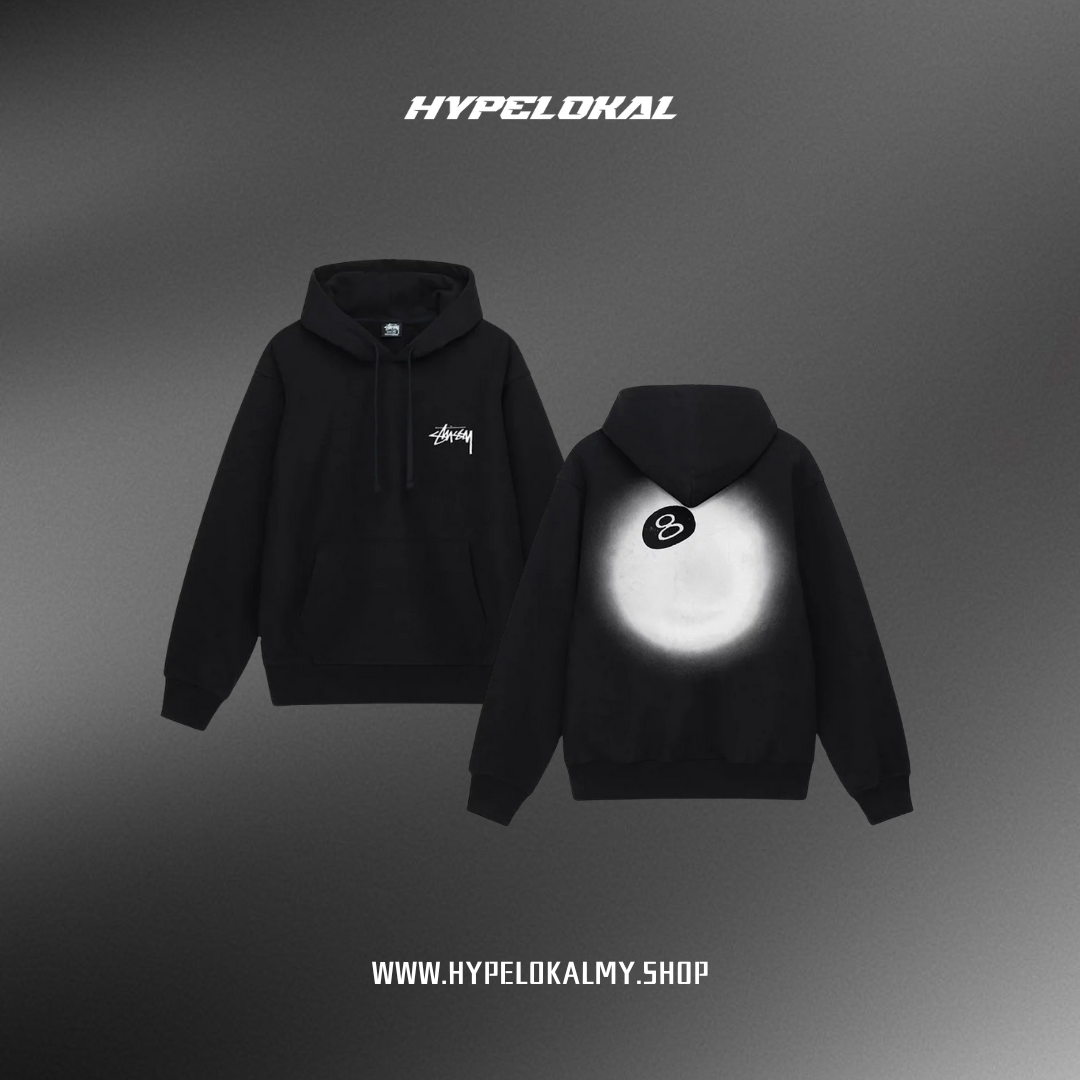 STUSSY 8 BALL FADE HOODIE BLACK (FW22)