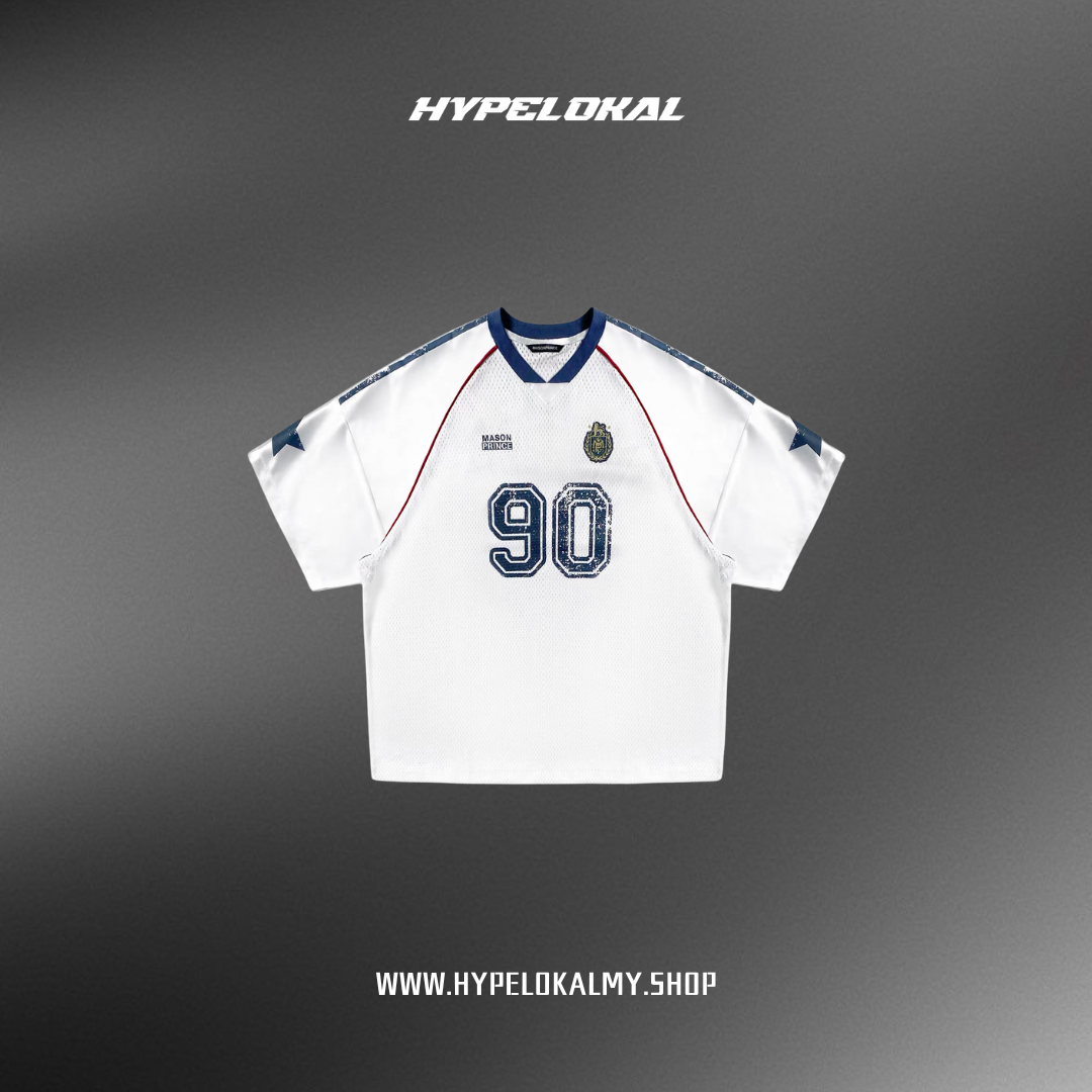 MASONPRINCE 90S GRAFFITI MESH FOOTBALL JERSEY (WHITE)
