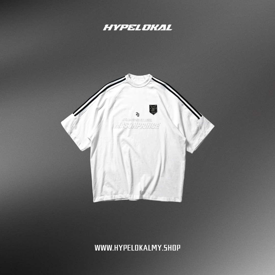 MASONPRINCE 90'S CHAMPIONS LEAGUE STRIPE TEE (WHITE)