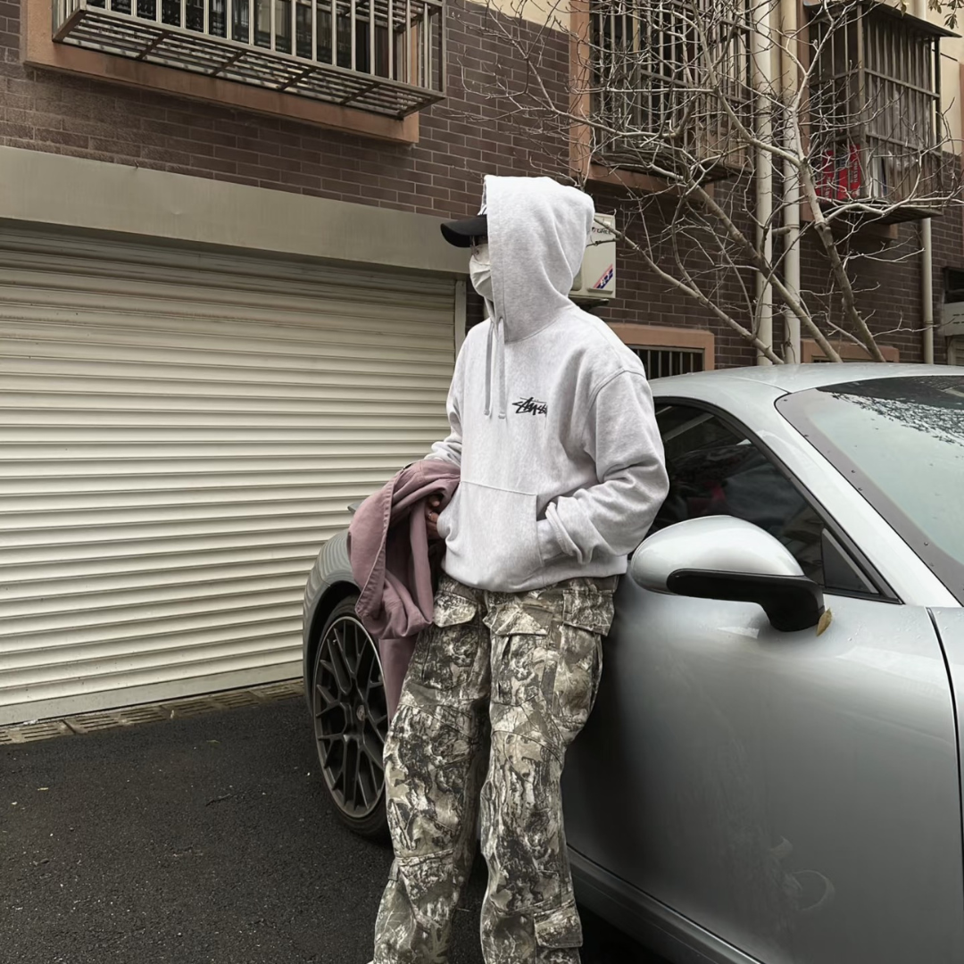 STUSSY CHERRIES HOODIE ASH HEATHER (SS24)