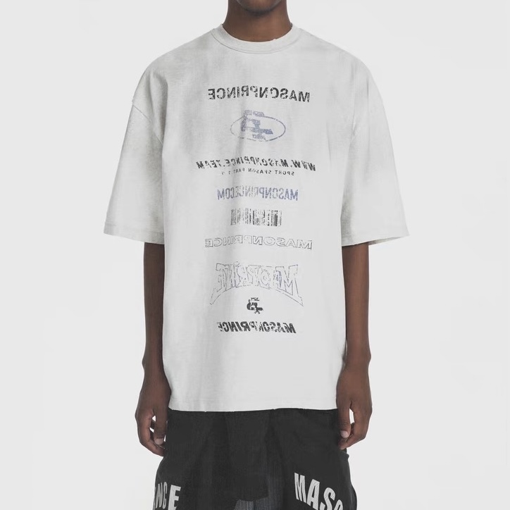 MASONPRINCE WASHED MP LANGUAGE TEE (WHITE GREY)
