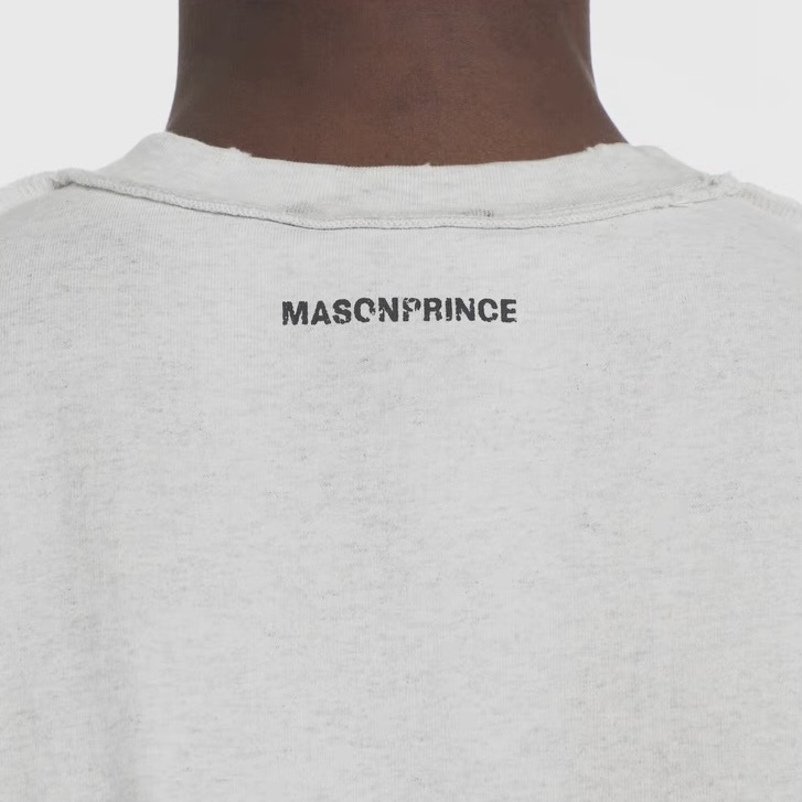 MASONPRINCE WASHED MP LANGUAGE TEE (WHITE GREY)