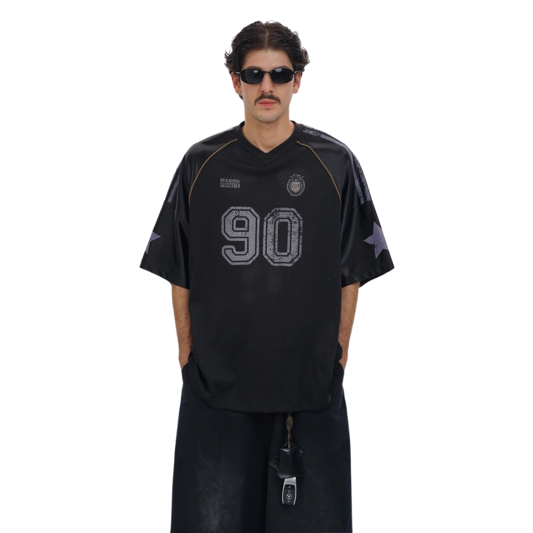 MASONPRINCE 90S GRAFFITI MESH FOOTBALL JERSEY (BLACK)
