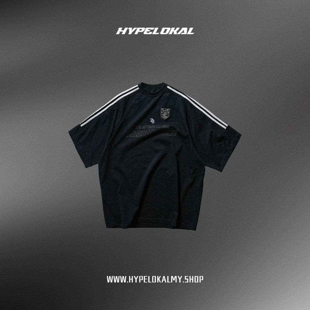 MASONPRINCE 90'S CHAMPIONS LEAGUE STRIPE TEE (BLACK)