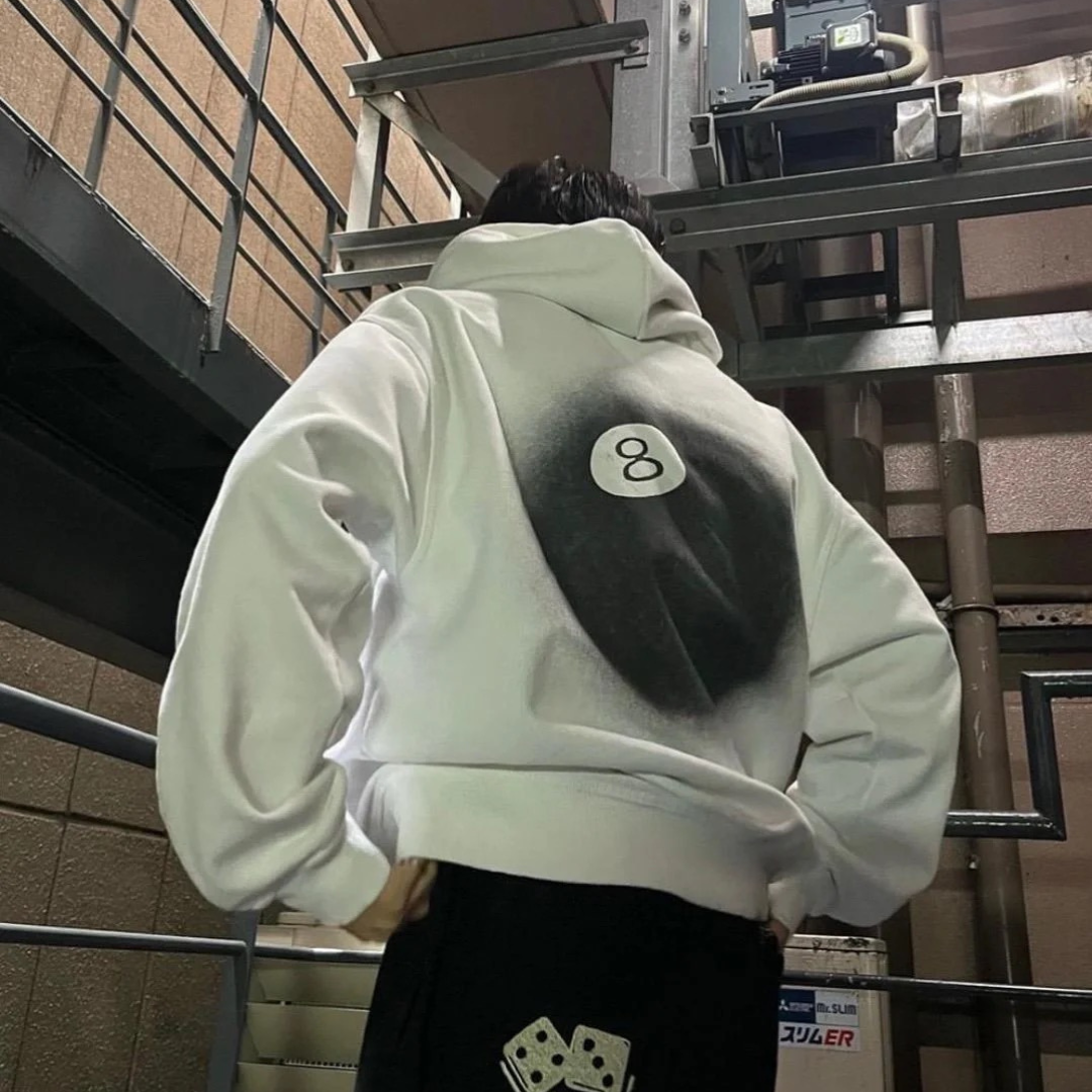 STUSSY 8 BALL FADE HOODIE ASH HEATHER (FW22)