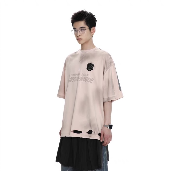 MASONPRINCE CHAMPIONS LEAGUE DISTRESSED STRIPES TEE (PINK)