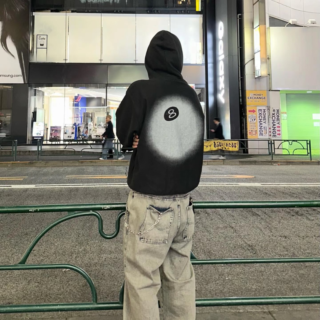 STUSSY 8 BALL FADE HOODIE BLACK (FW22)