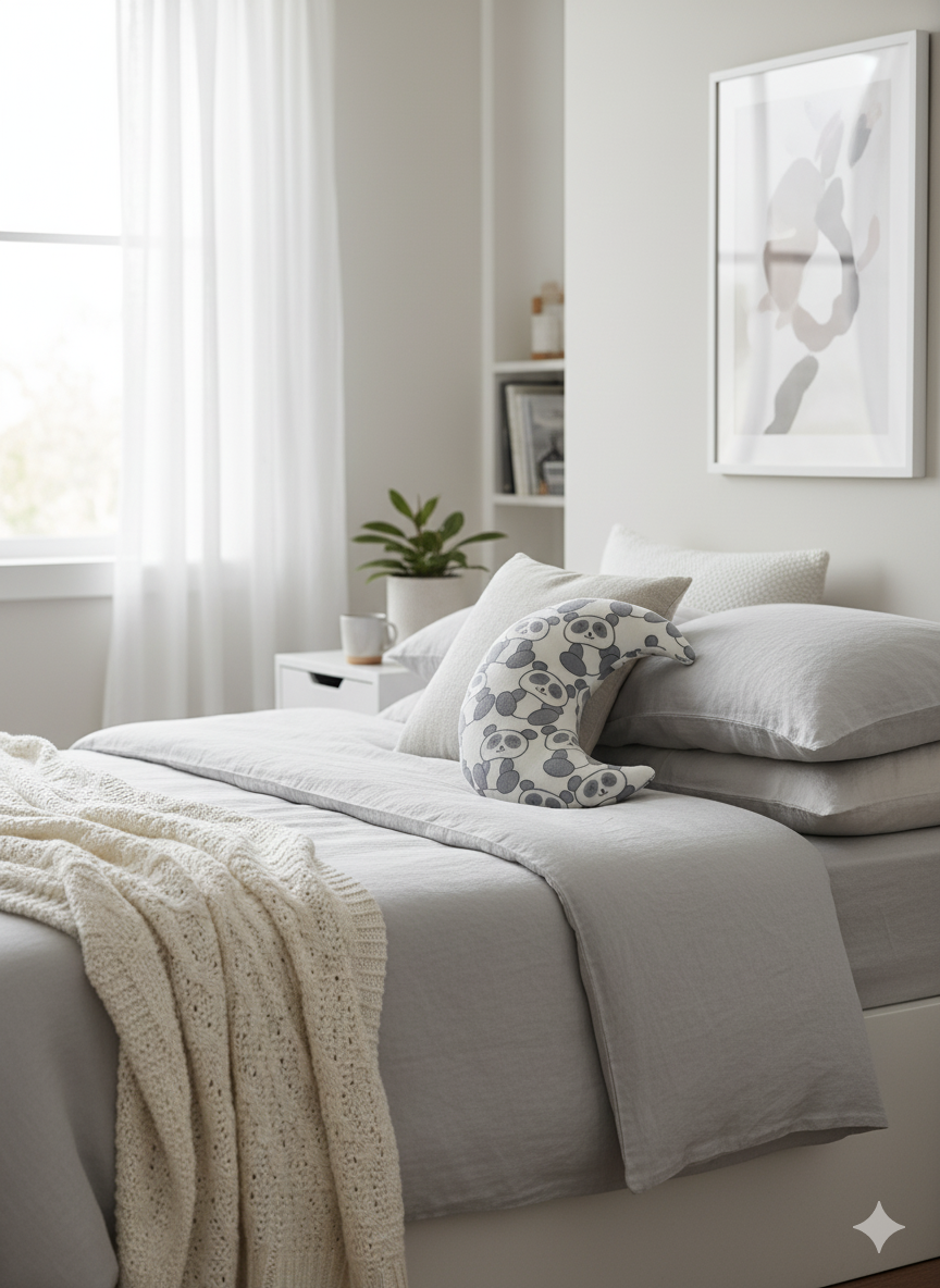 Mėnulio formos pagalvėlė su pandomis