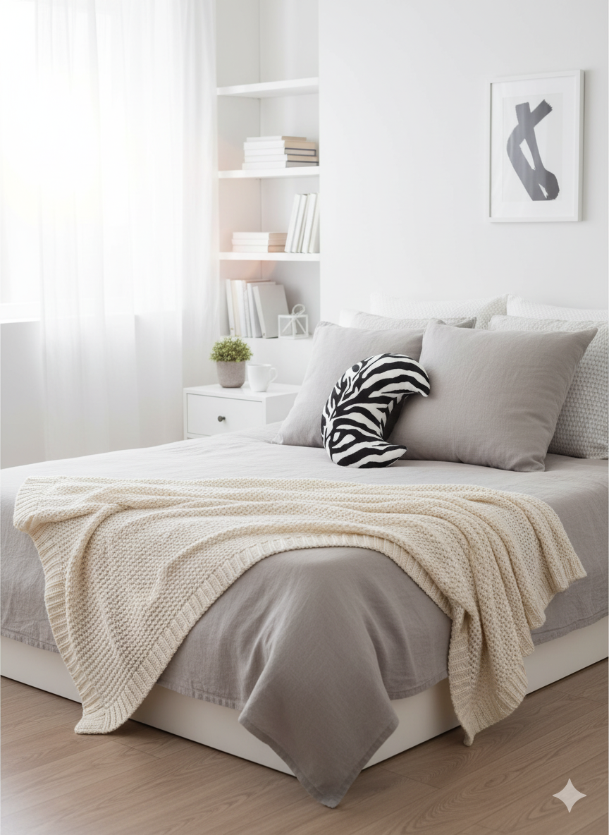 Zebro rašto mėnulio formos pagalvė