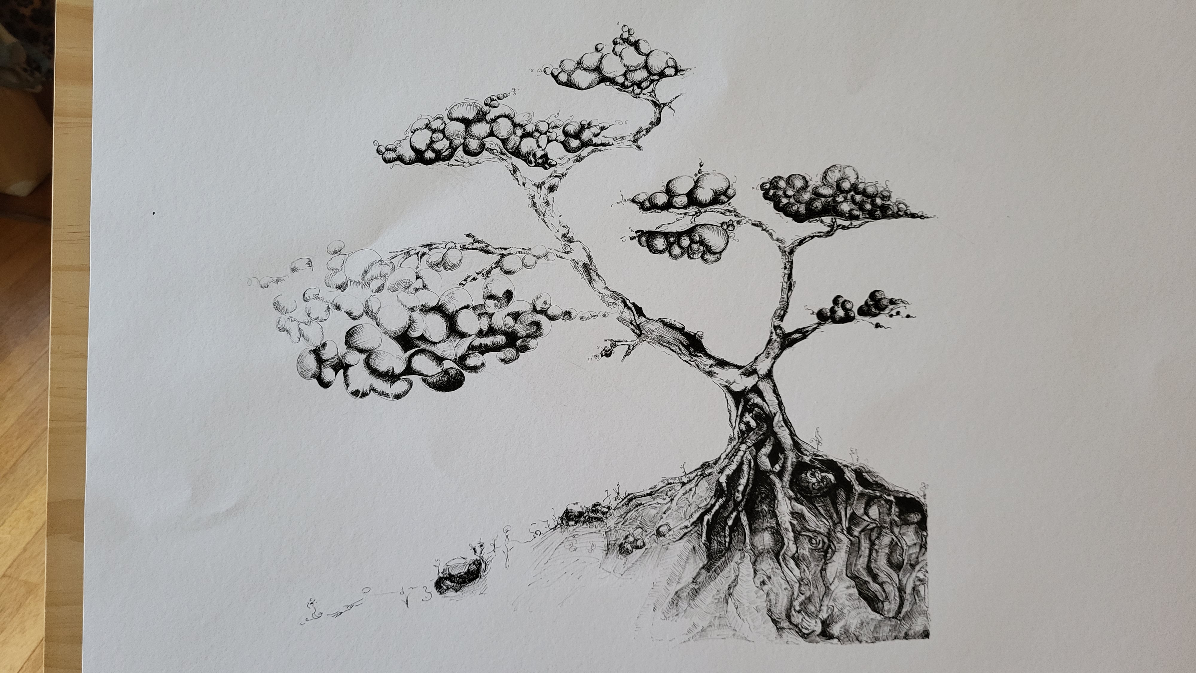 Hand-drawn Bubble Tree Art Nb 03