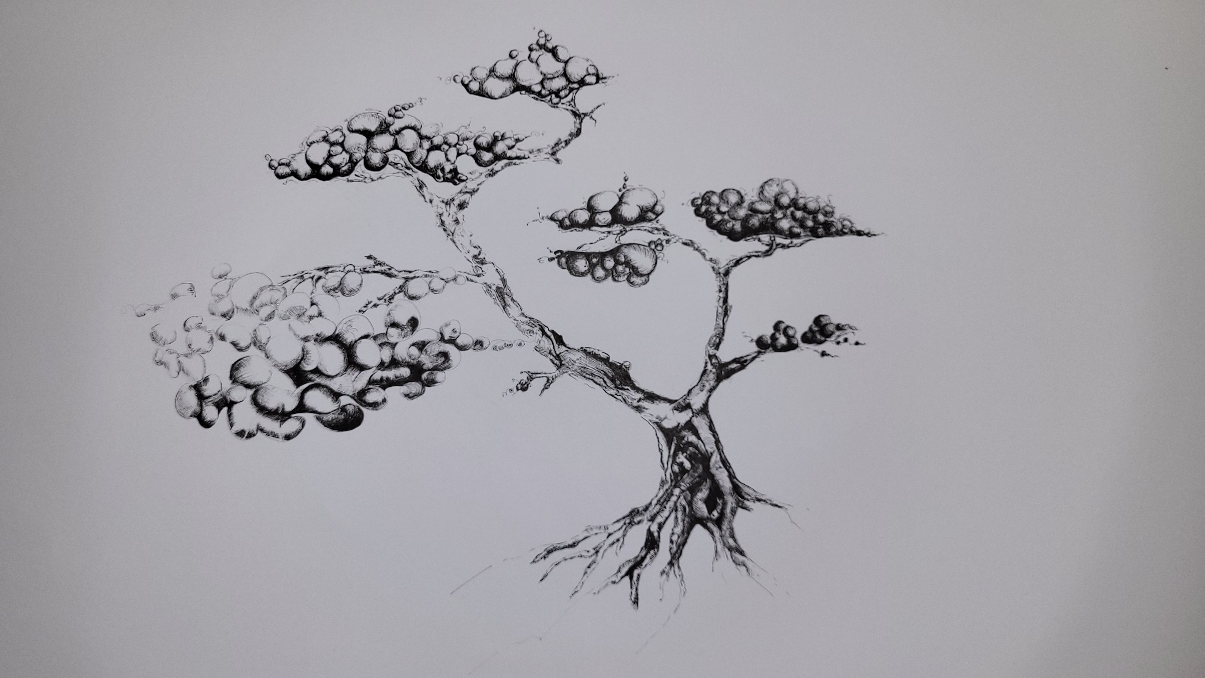 Hand-drawn Bubble Tree Art Nb 03
