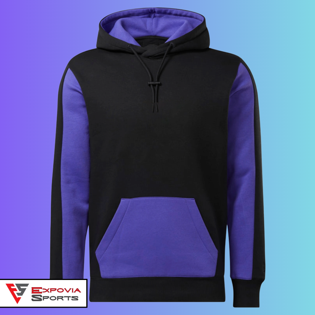 Unisex Black and Purple Sports Hoodie