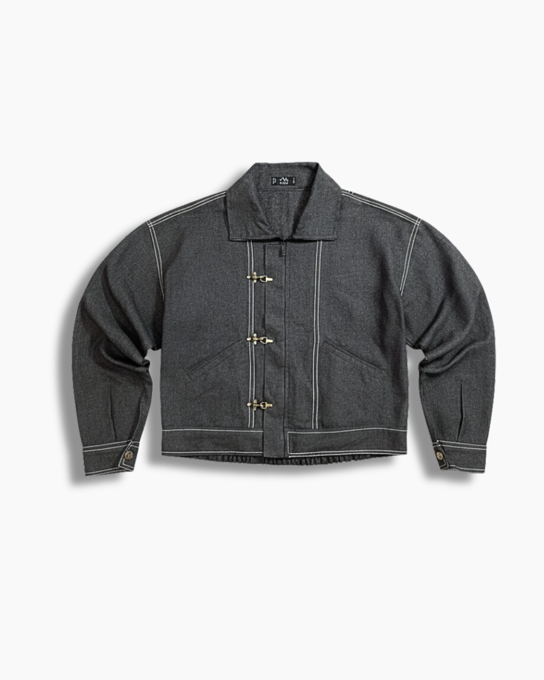 Gray Zip-Up Shacket - Grey (Unisex) (Thread Work)