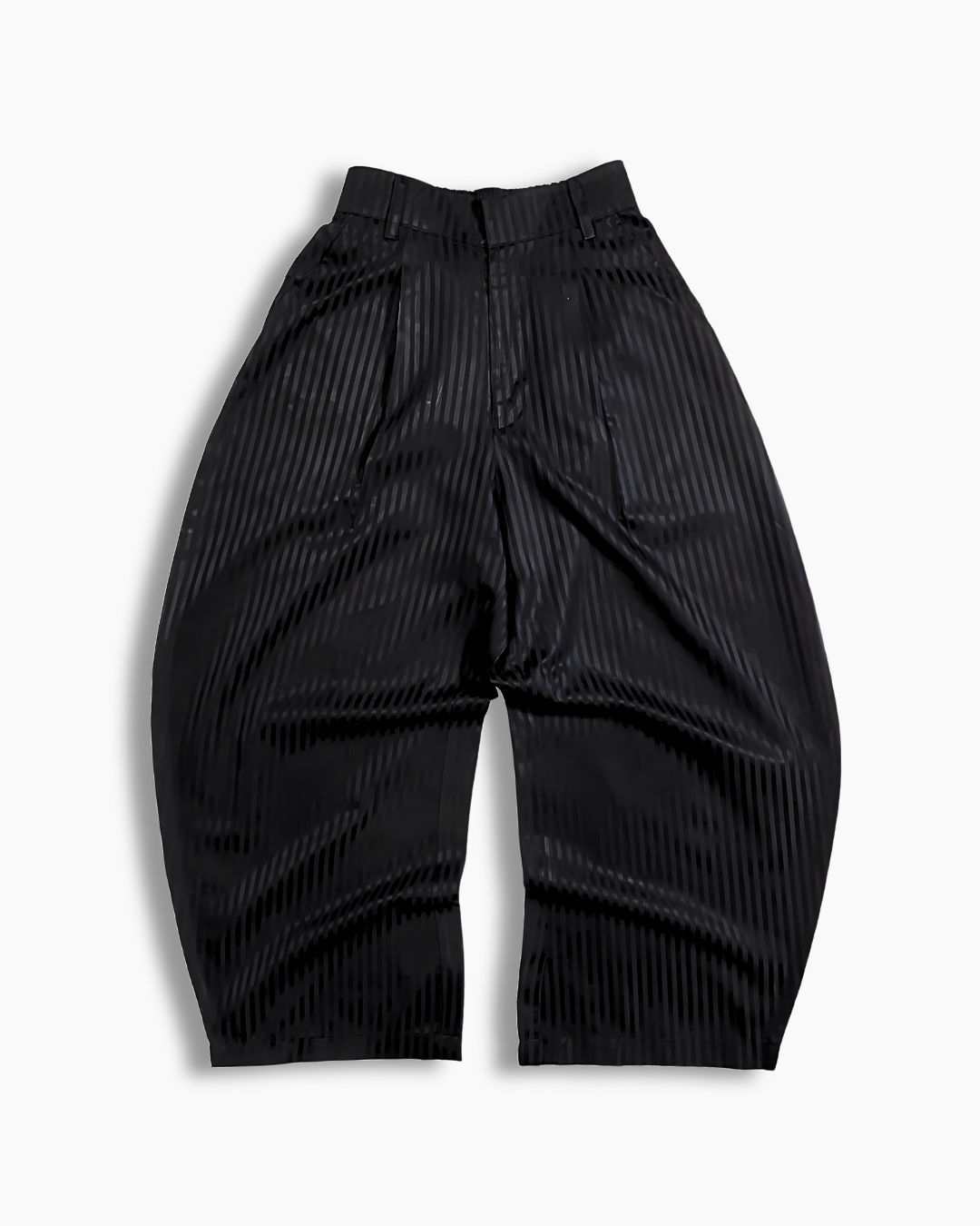 Pinstripe Wide-Leg Pants - Black (Unisex)