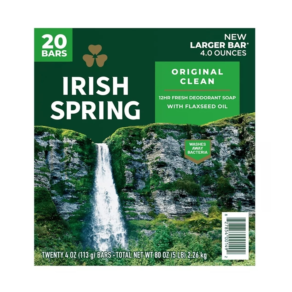 Irish Spring Original Clean Bar Soap for Men 4 Ounce (Pack of 20)