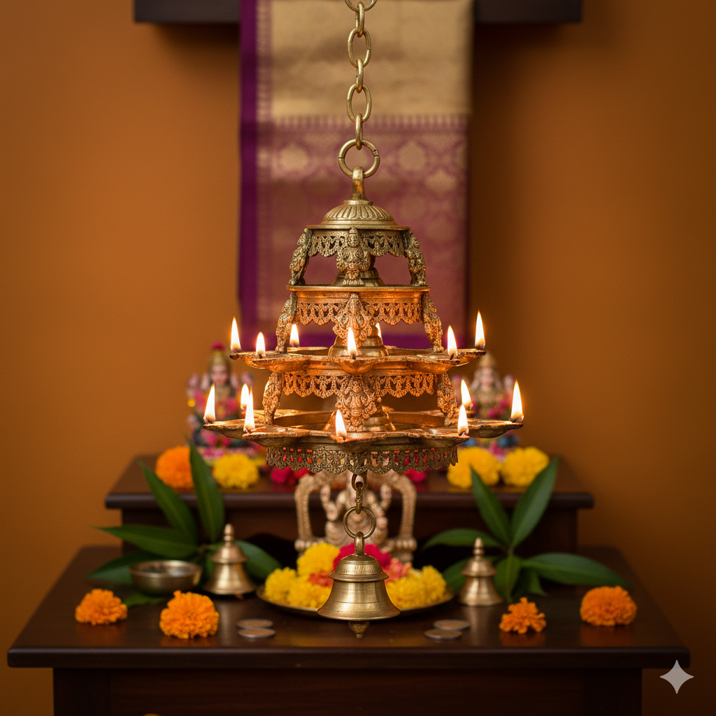 Traditional Brass Hanging Oil Lamp