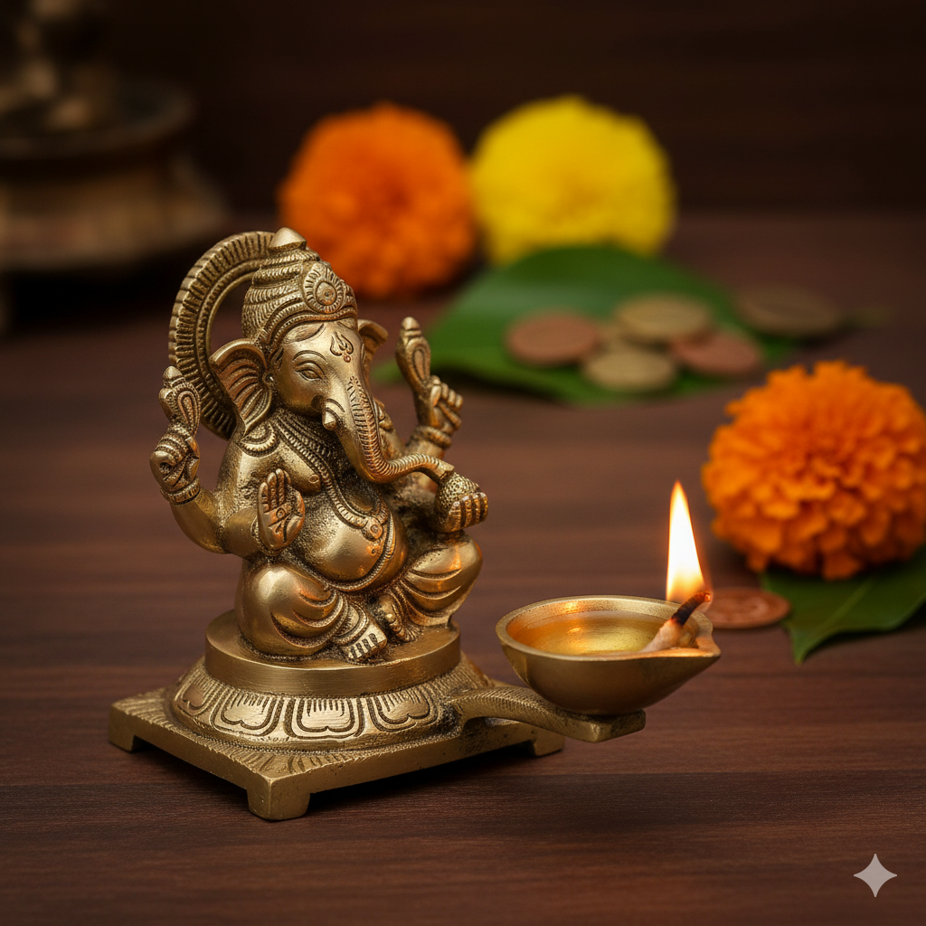 Brass Ganesha Diya