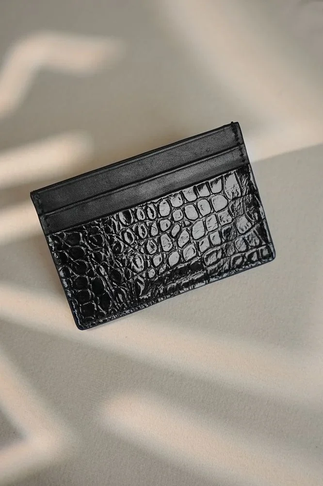 Black Crocodile Pattern Card Holder & Wallets