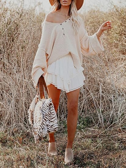 Flowy Shorts Women's Casual Bohemian Pleated Layered Skirt High Waist Mini Skirt Golf Tennis Crochet Shorts