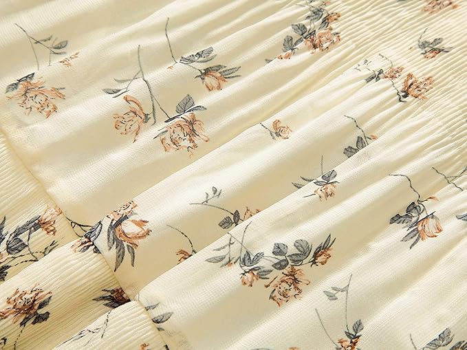 NASHALYLY Women's Chiffon Elastic High Waist Pleated A-Line Flared Maxi Skirt