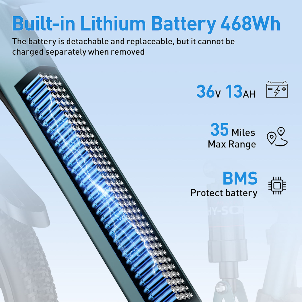 Aairsk E-Bike 26" Tires 21 Speed 750W Peak Motor