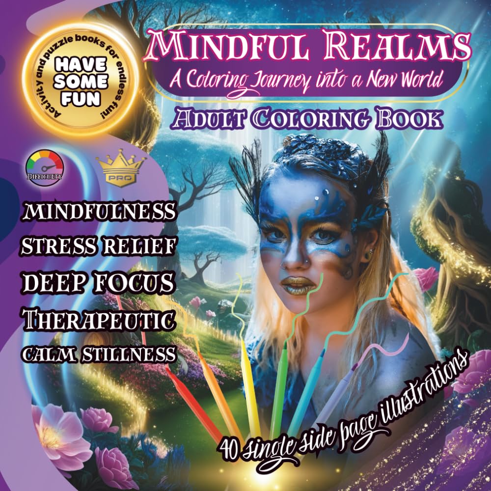 Mindful Realms Adult Coloring Book