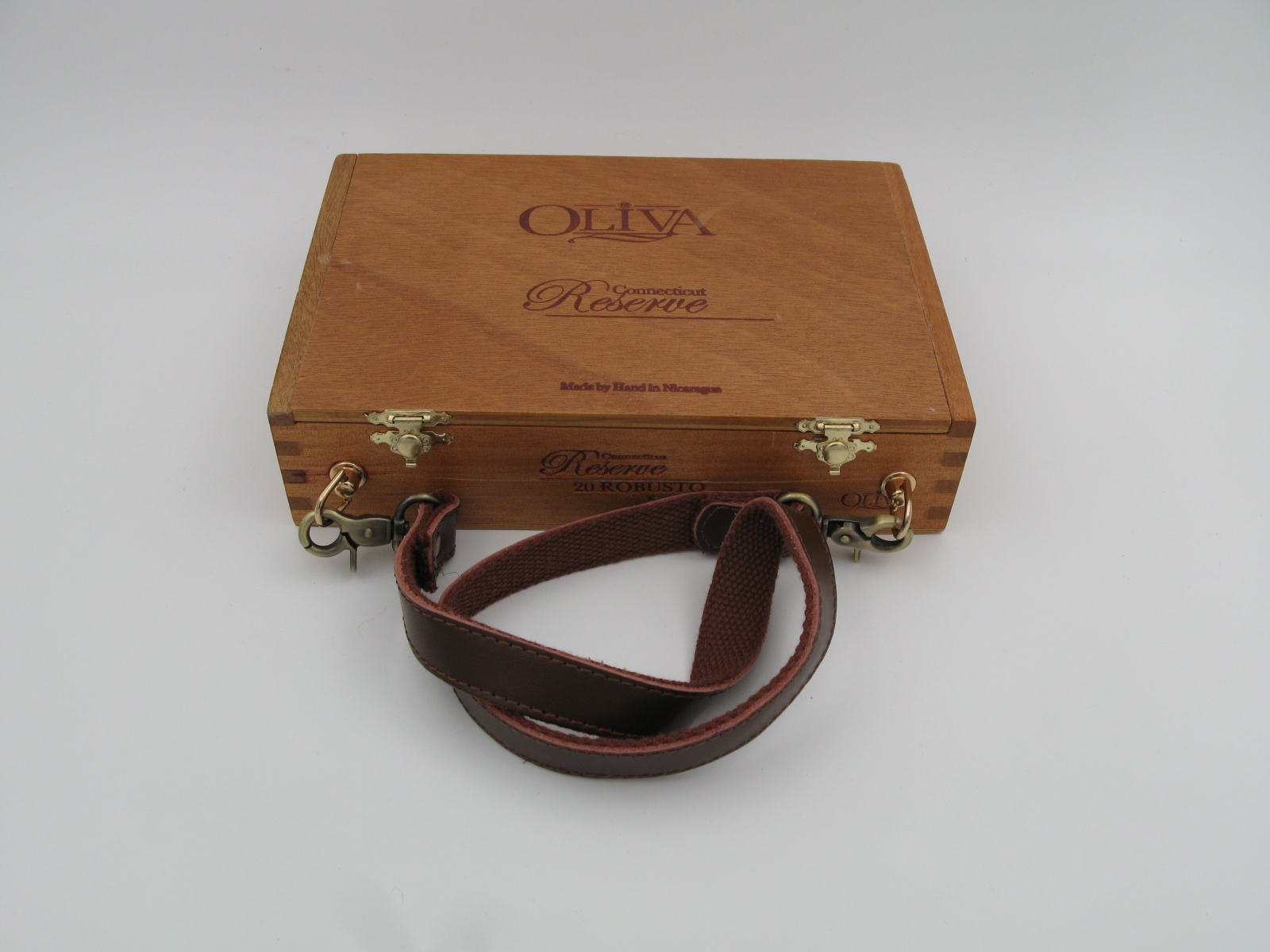Oliva Wooden Cigar Box Purse with Leather Strap