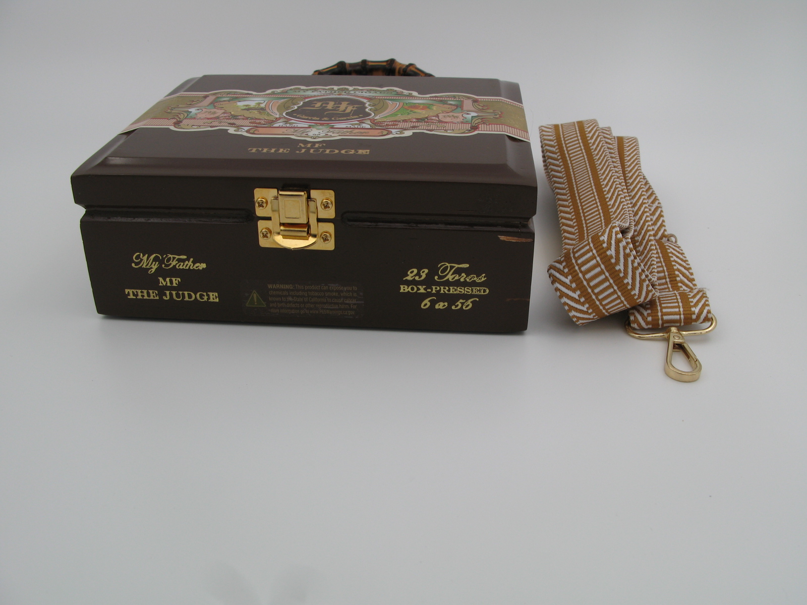 Wooden Cigar Box with Strap
