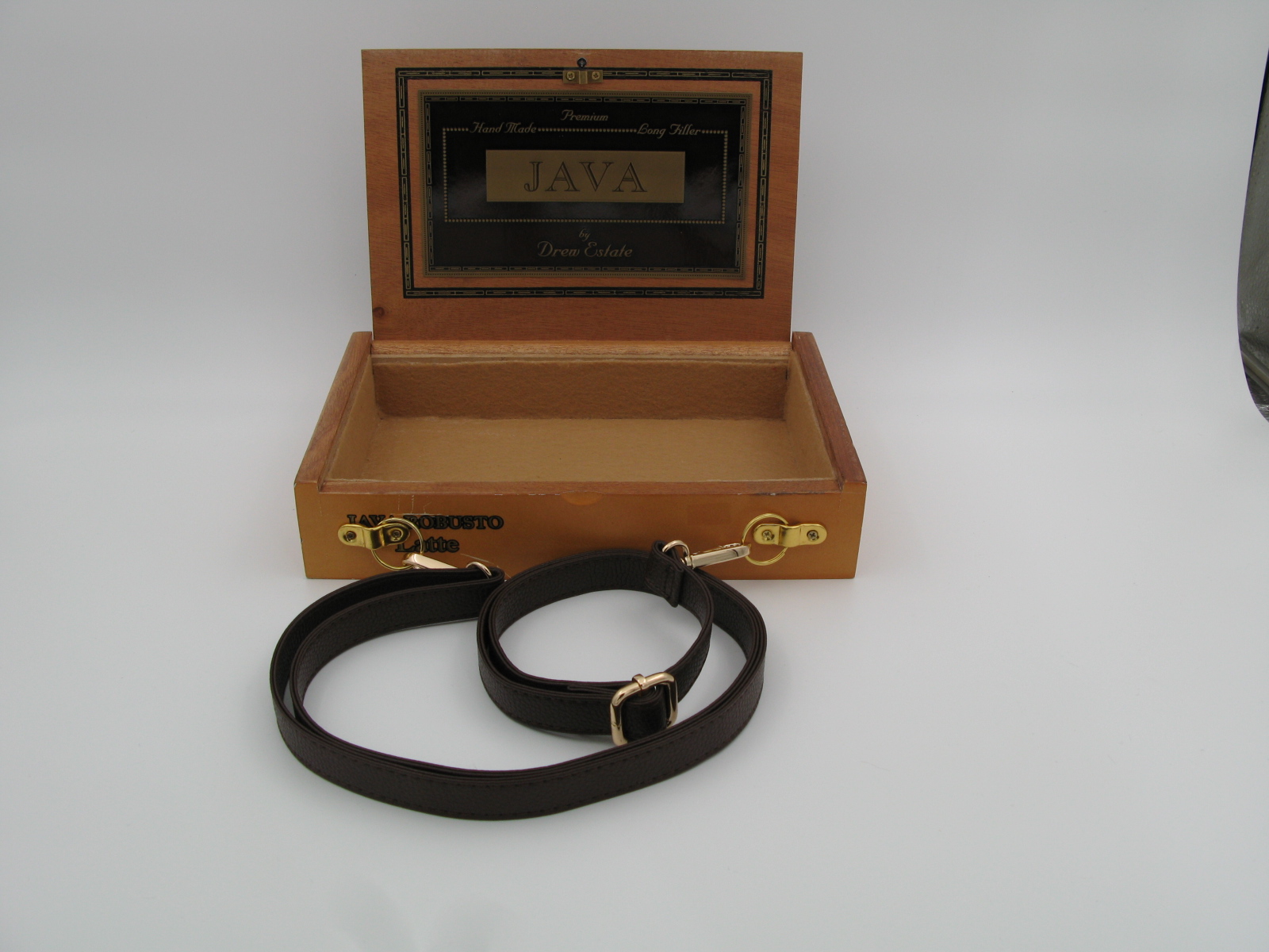 Java Cigar Box with Brown Leather Strap