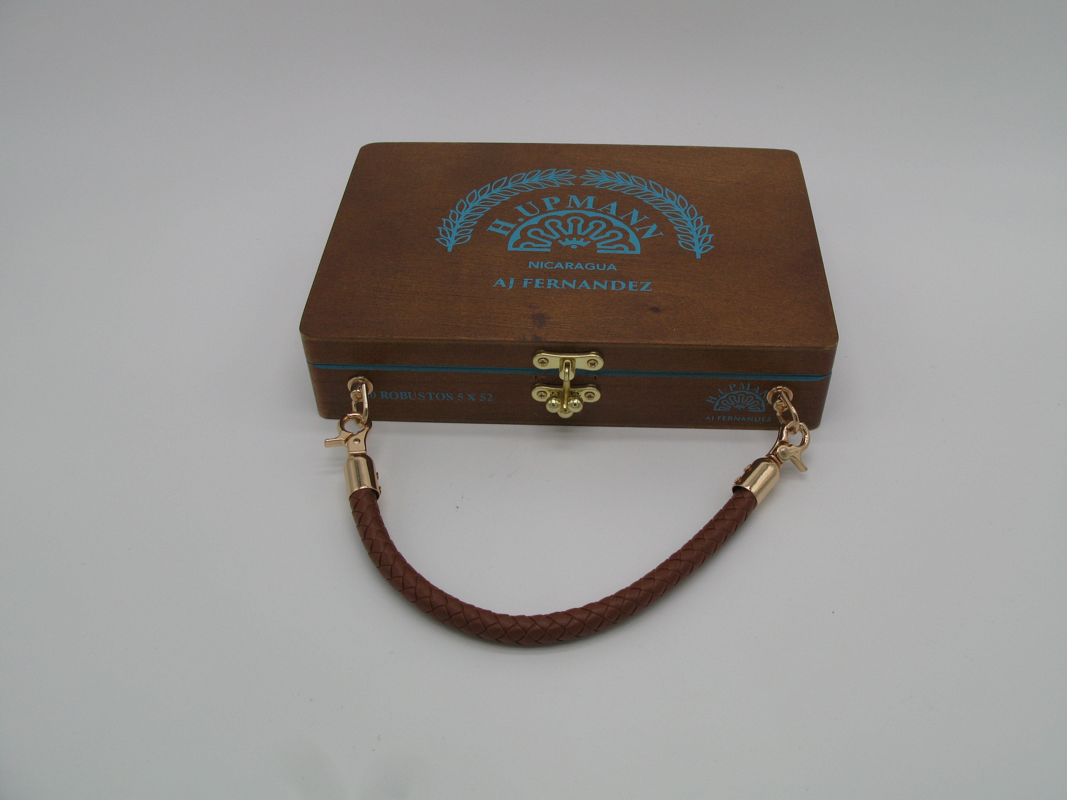 Wooden Box Bag with Leather Handle