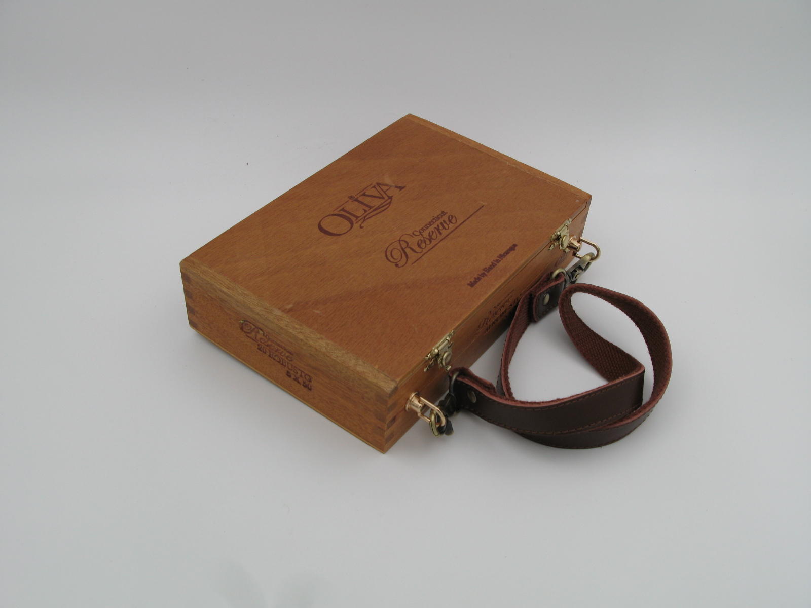 Oliva Wooden Cigar Box Purse with Leather Strap