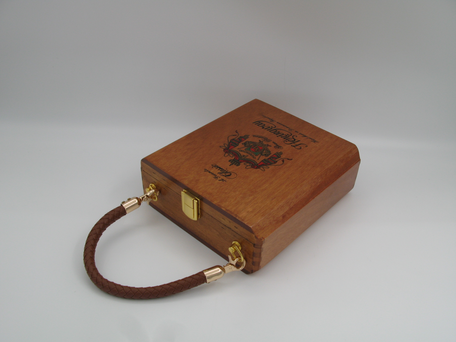 Vintage Wooden Cigar Box with Handle