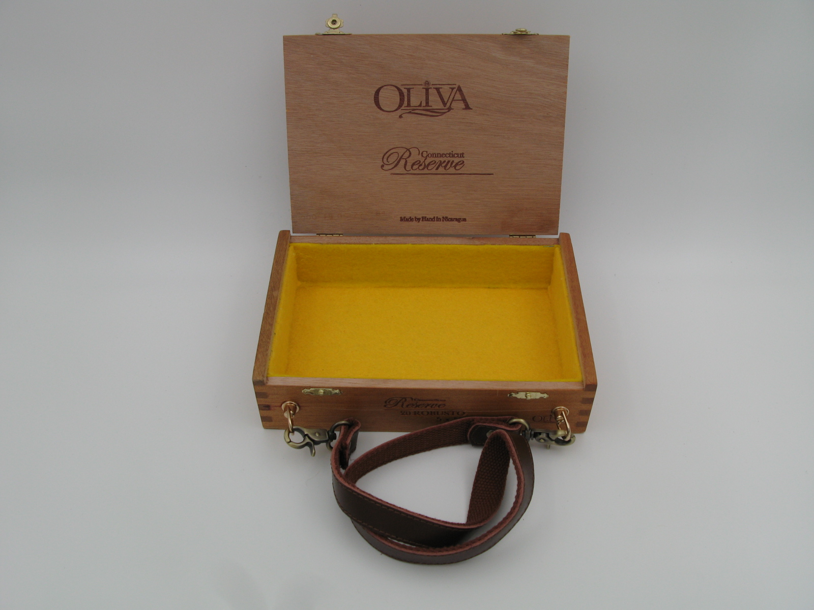 Oliva Wooden Cigar Box Purse with Leather Strap