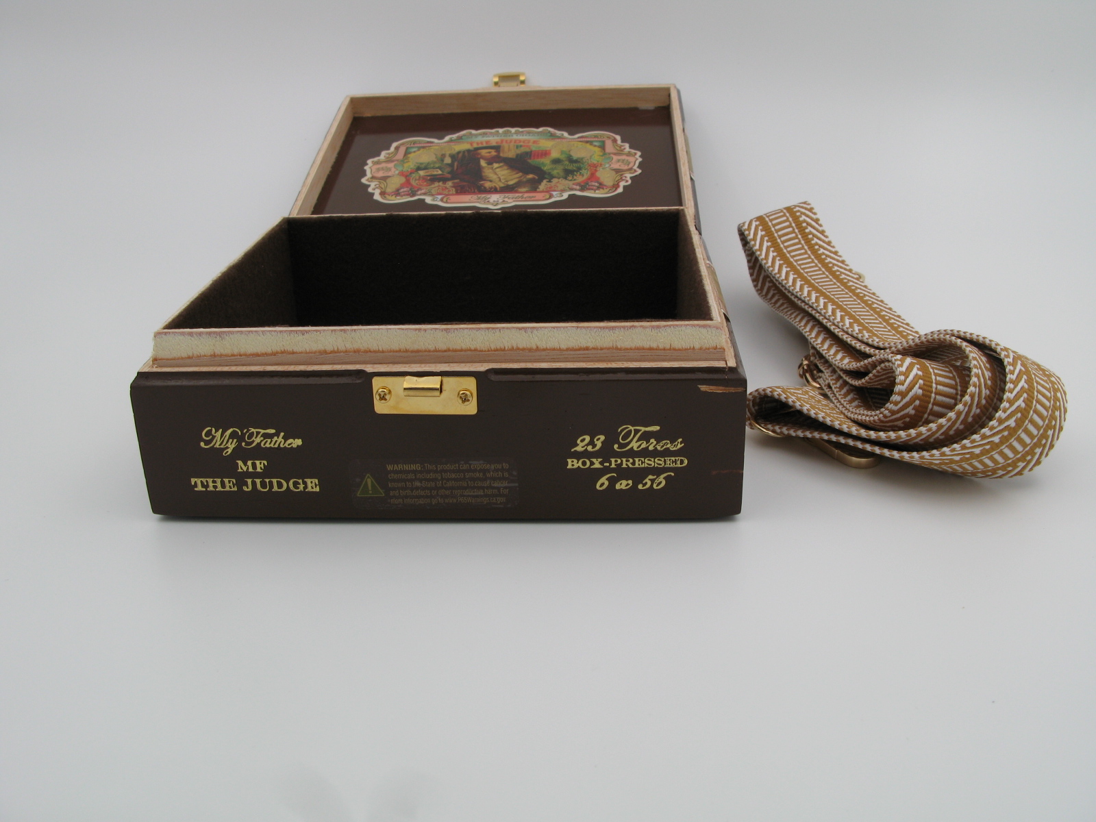 Wooden Cigar Box with Strap