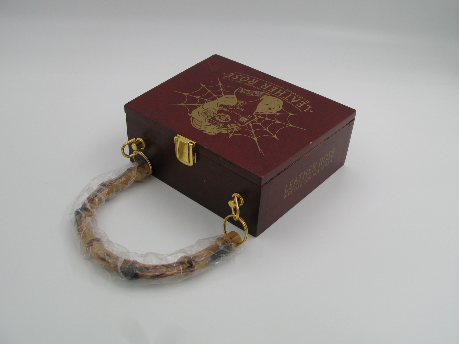 Leather Rose Wooden Box Handbag