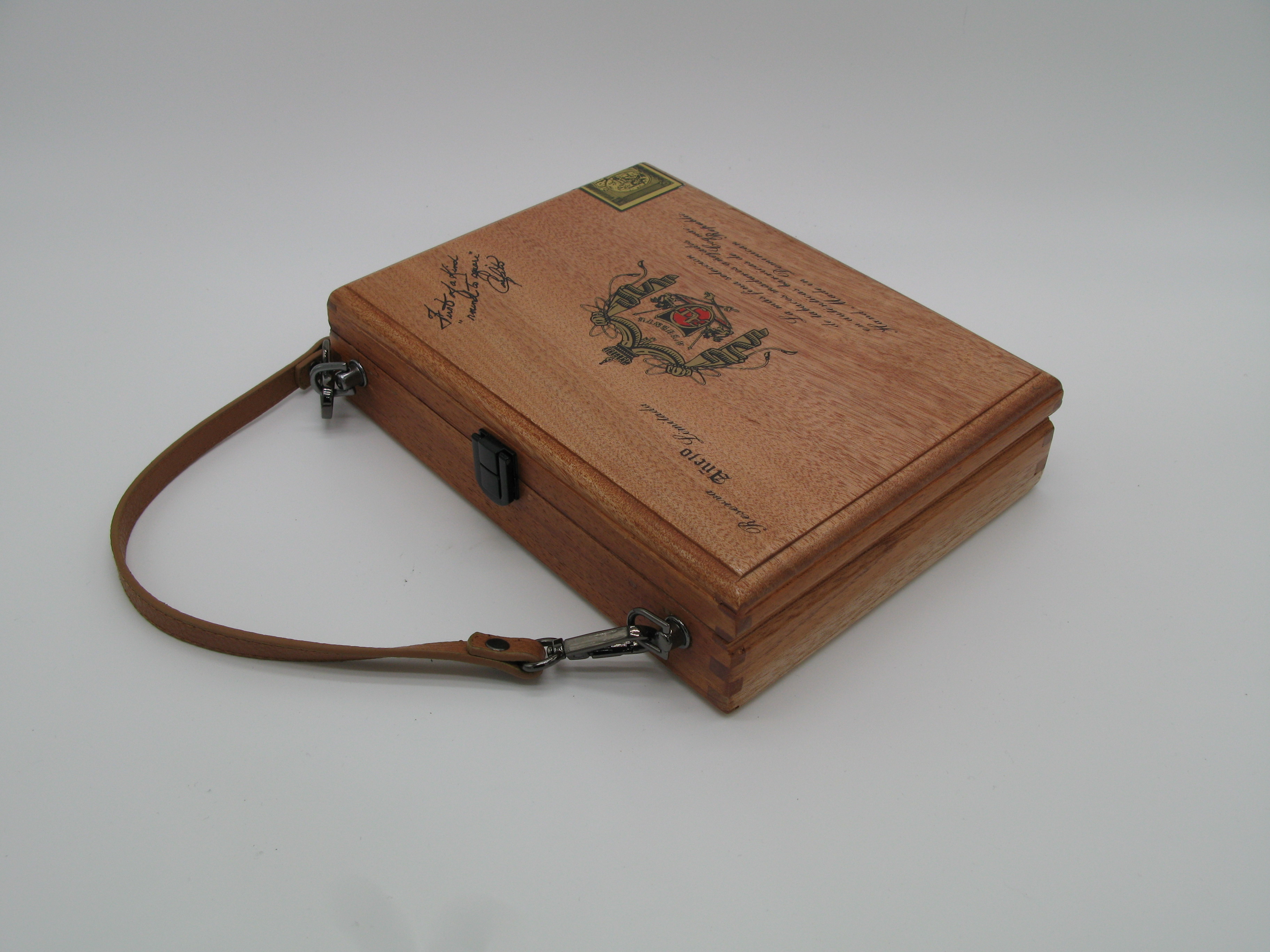 Wooden cigar box handbag