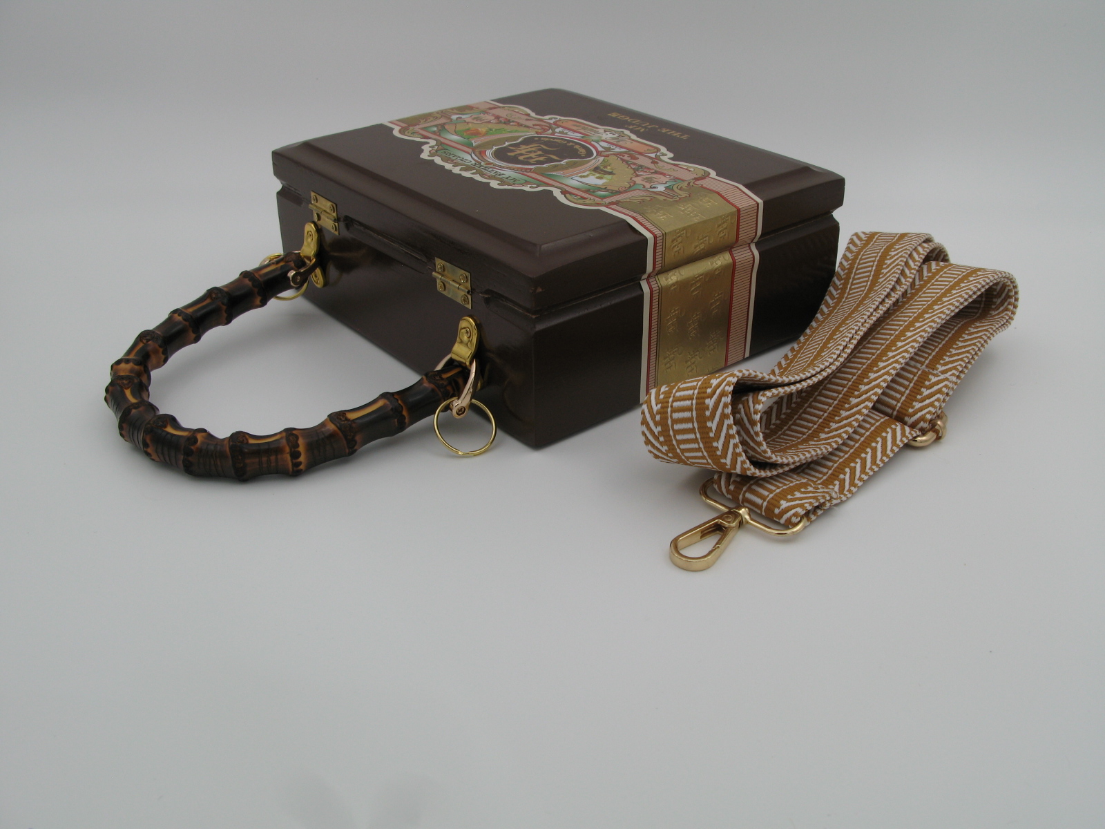 Wooden Cigar Box with Strap