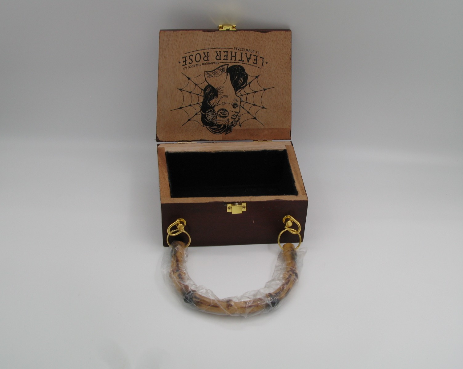 Leather Rose Wooden Box Handbag