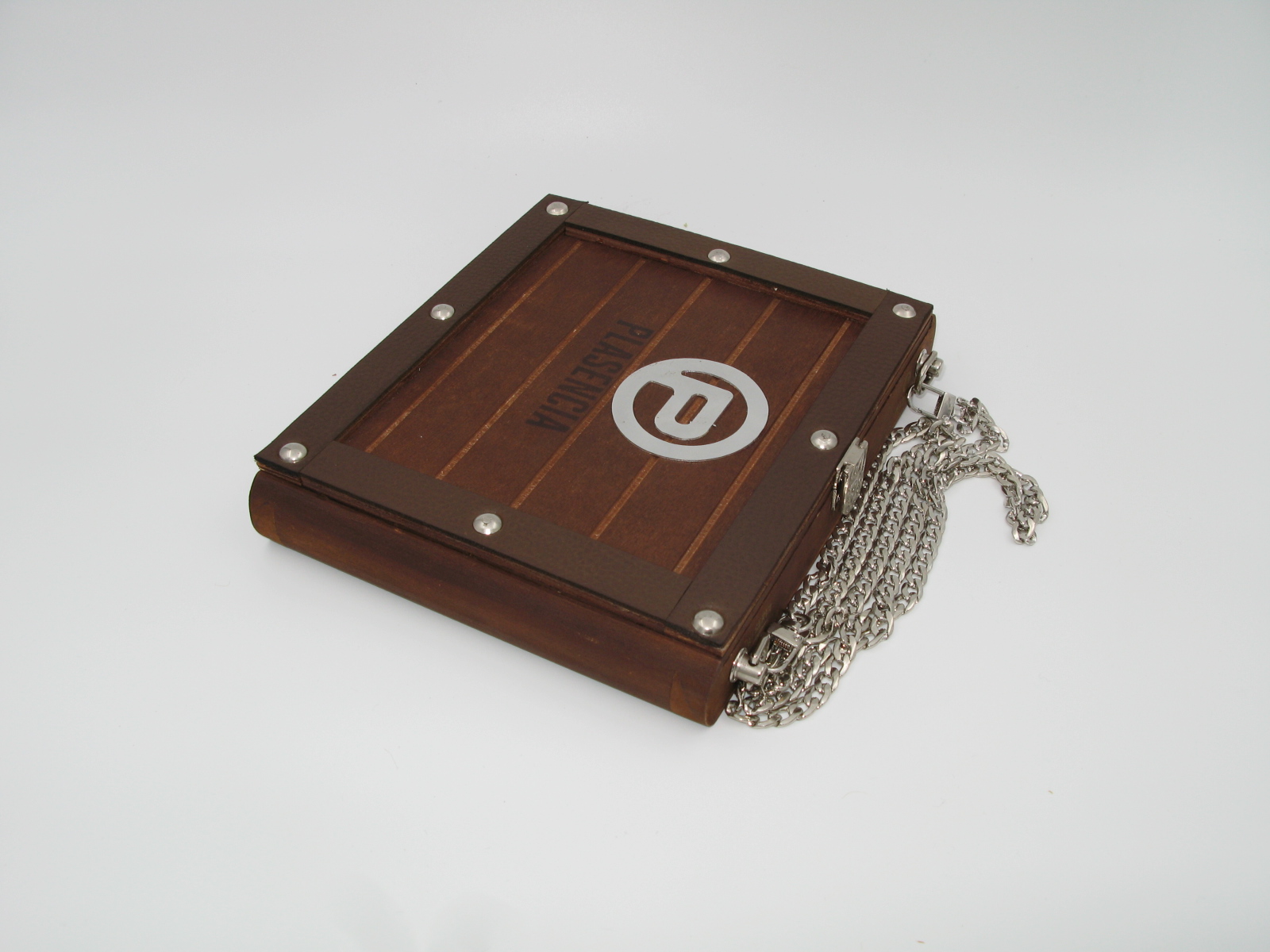 Wooden Lock Box with Chain