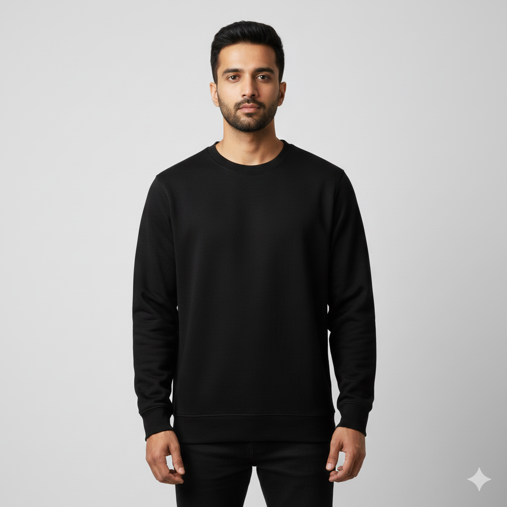 Classic Black Crew Neck Sweatshirt