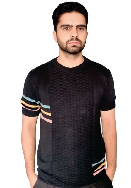 White Men's Short Sleeve Knitted Polo Shirt