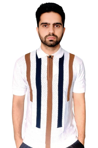 White Men's Short Sleeve Knitted Polo Shirt