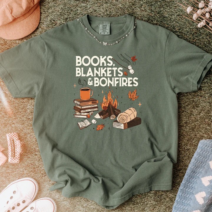 Books, Blankets & Bonfires T-shirt