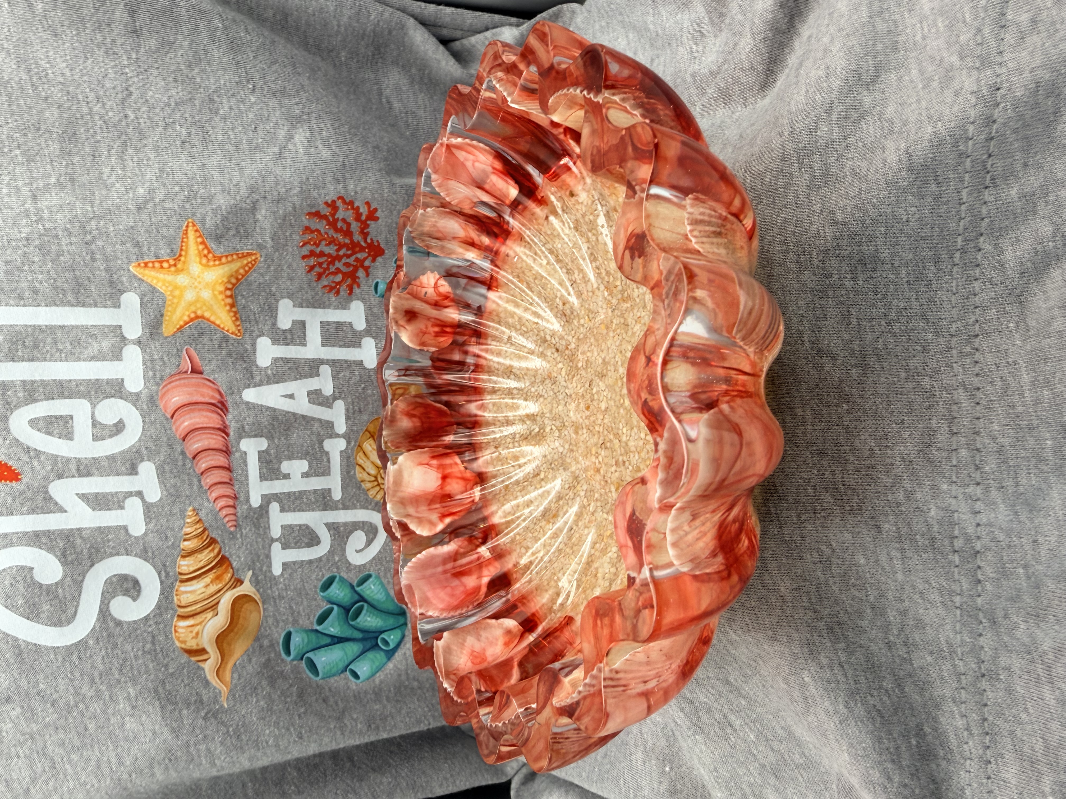 Handcrafted Seashell Resin Bowl - Coastal Decor