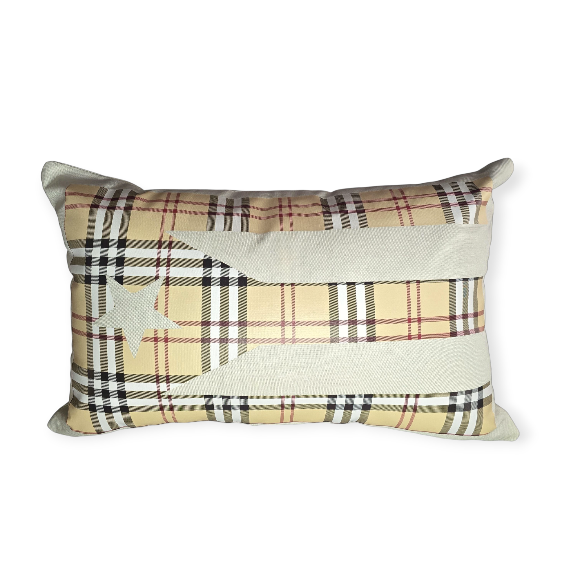 Puerto Rican Flag Decorative Pillow in Platanoberry