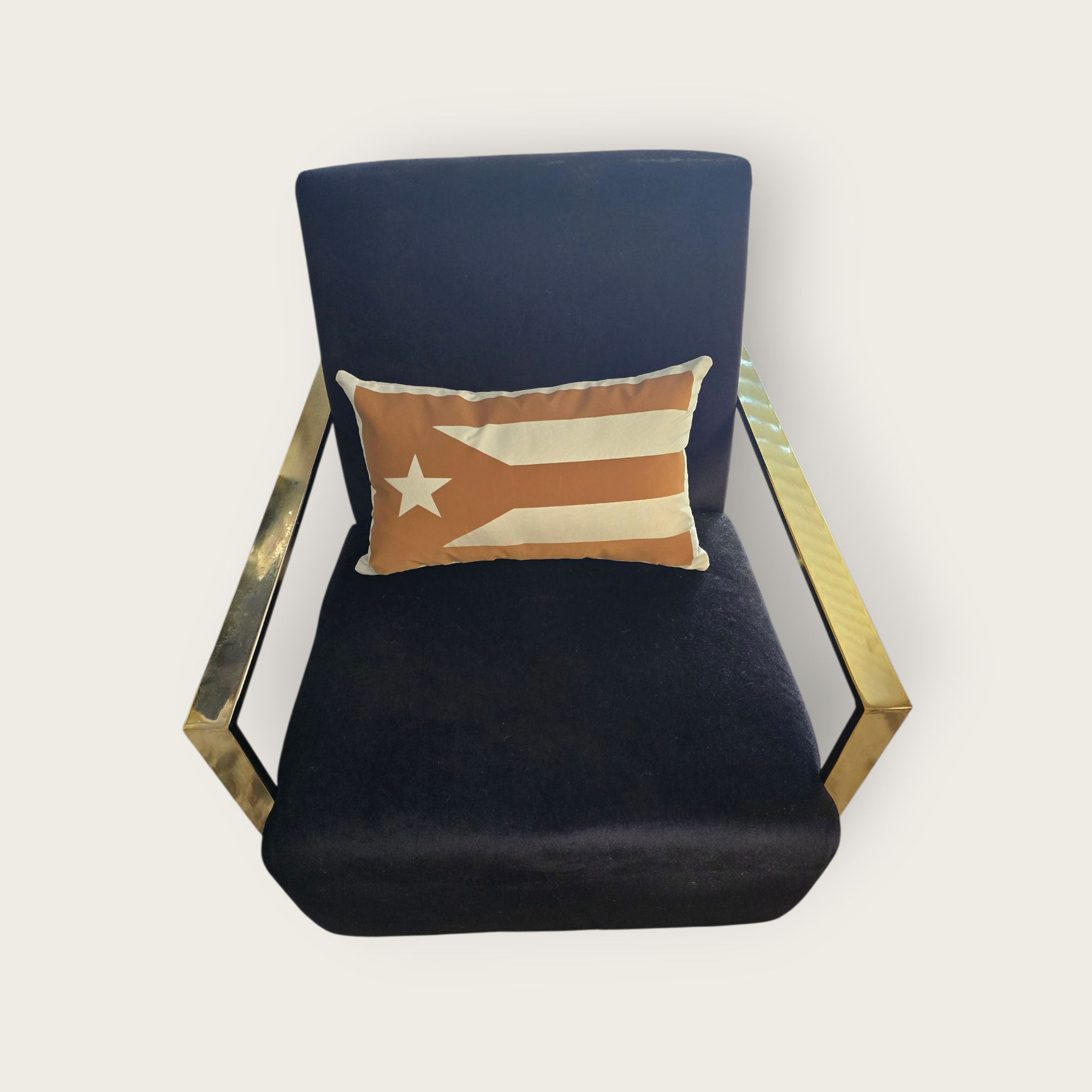 Puerto Rico Flag Decorative Pillow in Camel