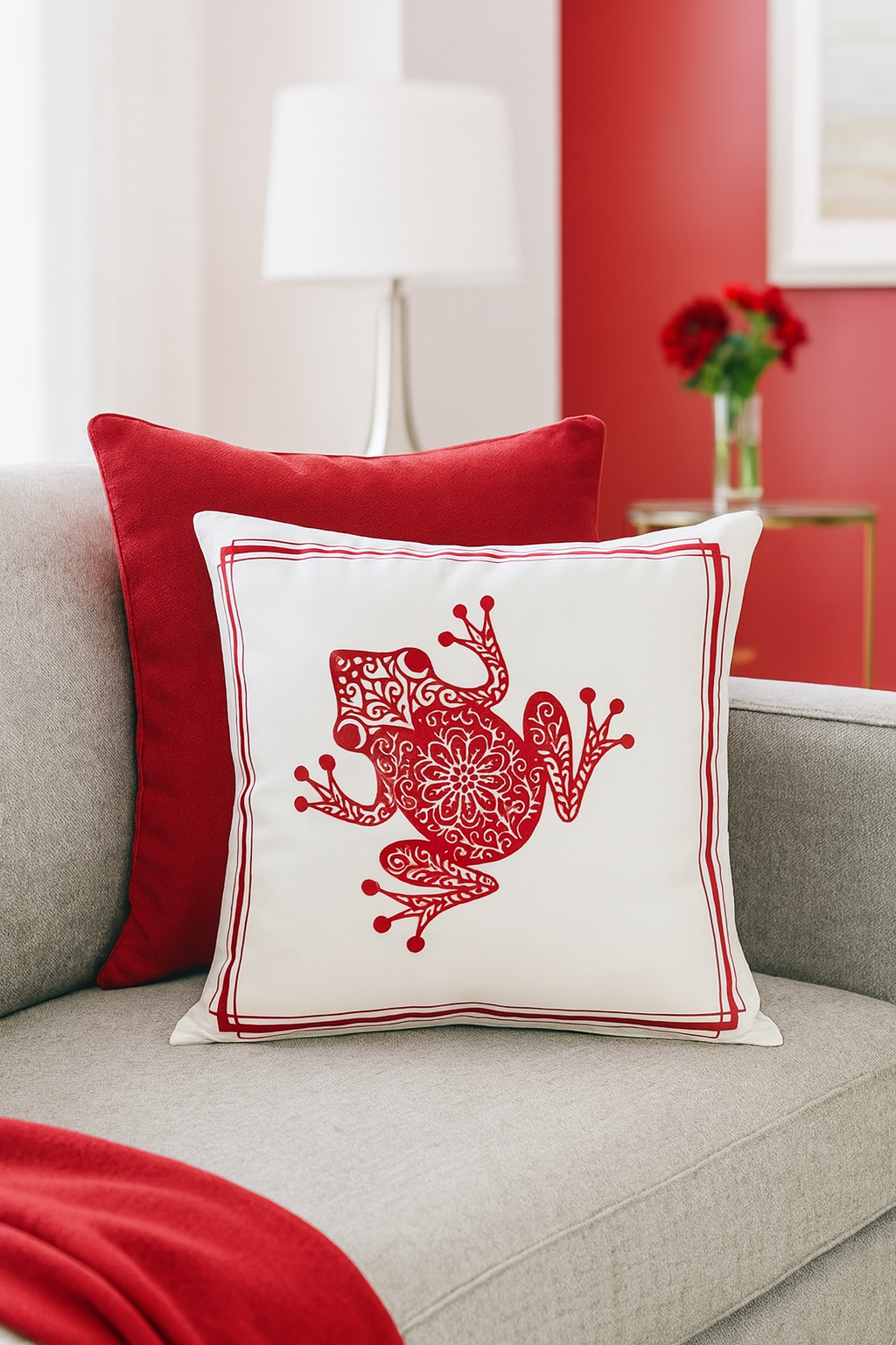 Red & White Coqui Pillow