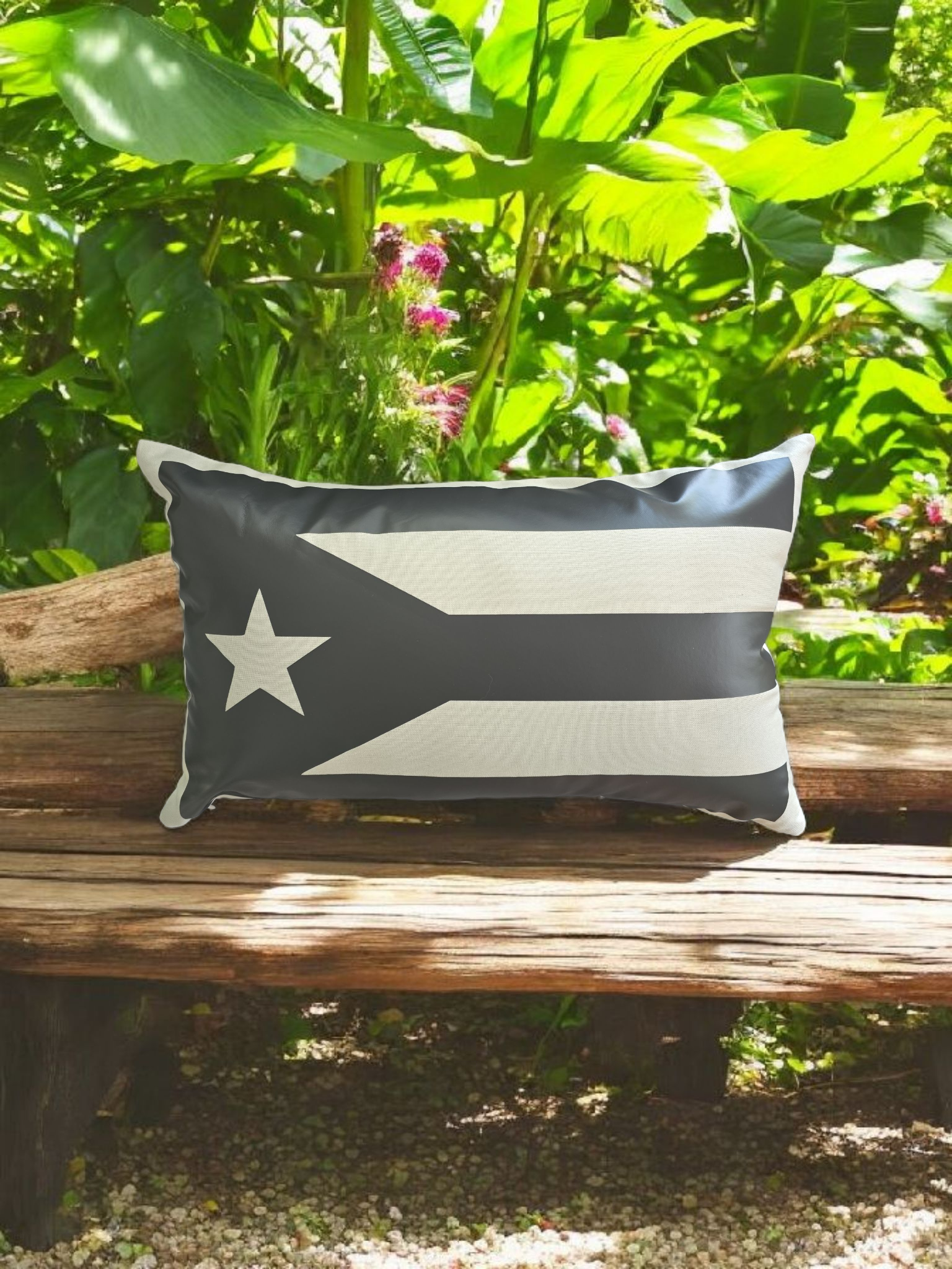 Puerto Rican Flag Decorative Pillow in Charcoal