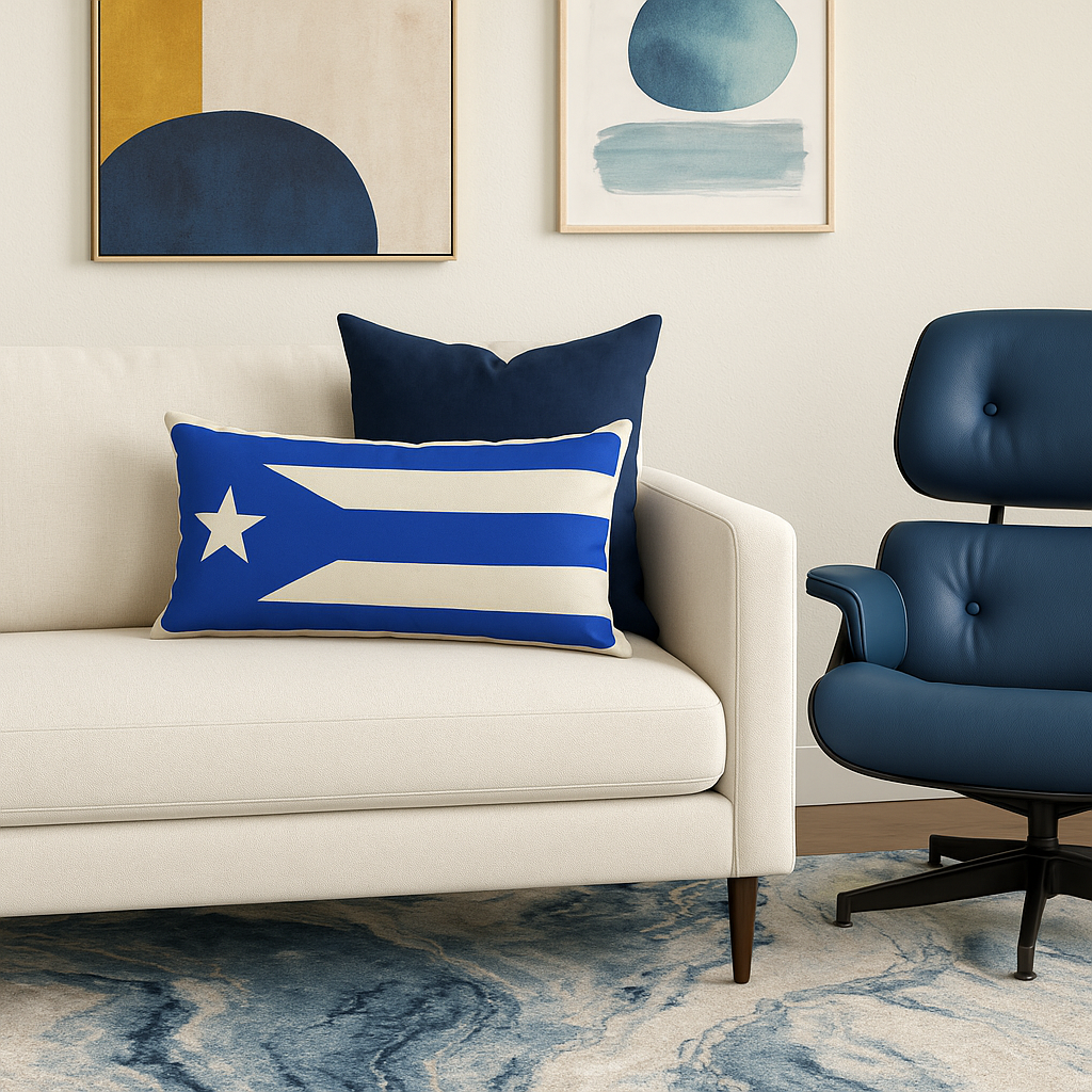 Puerto Rico Flag Decorative Pillow in Blue