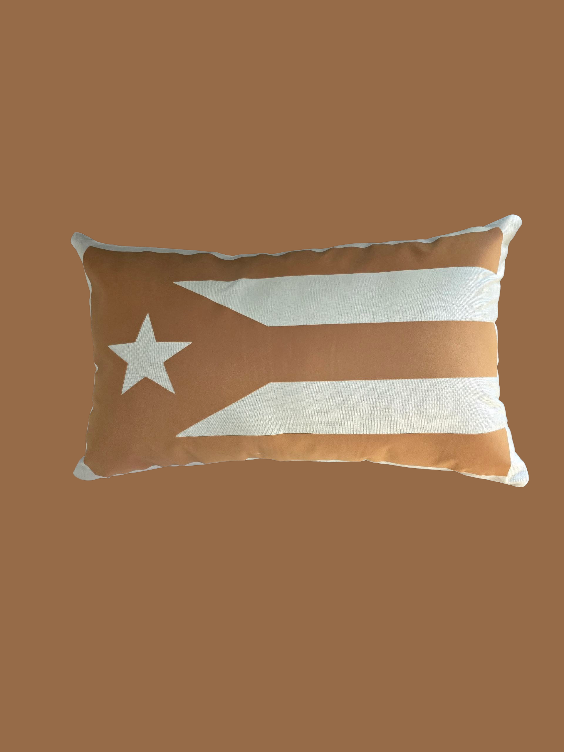 Puerto Rico Flag Decorative Pillow in Camel